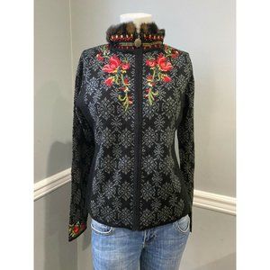 Icelandic Designs Zip Front Sweater Embroidered